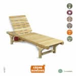 Chaise longue en bois, bain de soleil, transat 100% naturel