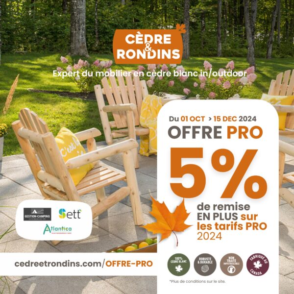 offre pro automne 2024 - 5 remise - mobilier cedre et rondins