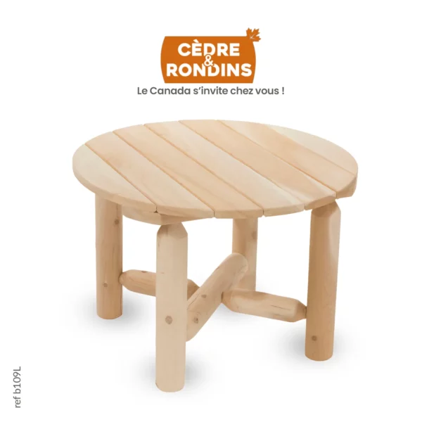 Petite table à café basse en rondins de bois - réf B109L