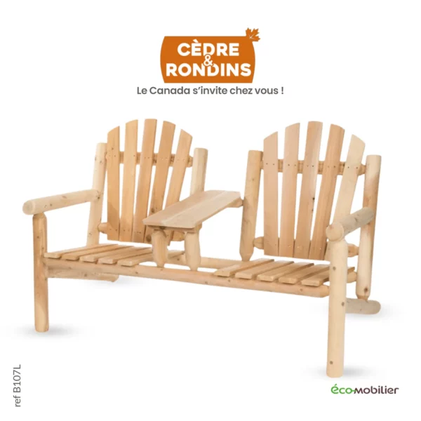 Banc en bois avec double fauteuils en tête-à-tête